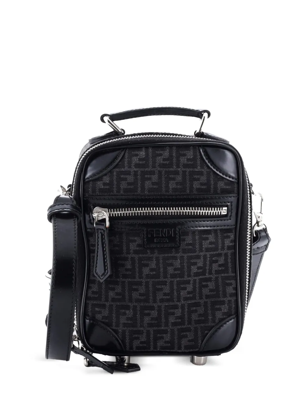 Fendi Pre-Owned Trolley Recycled Fabric Jacquard Mini crossbody bag - Nero