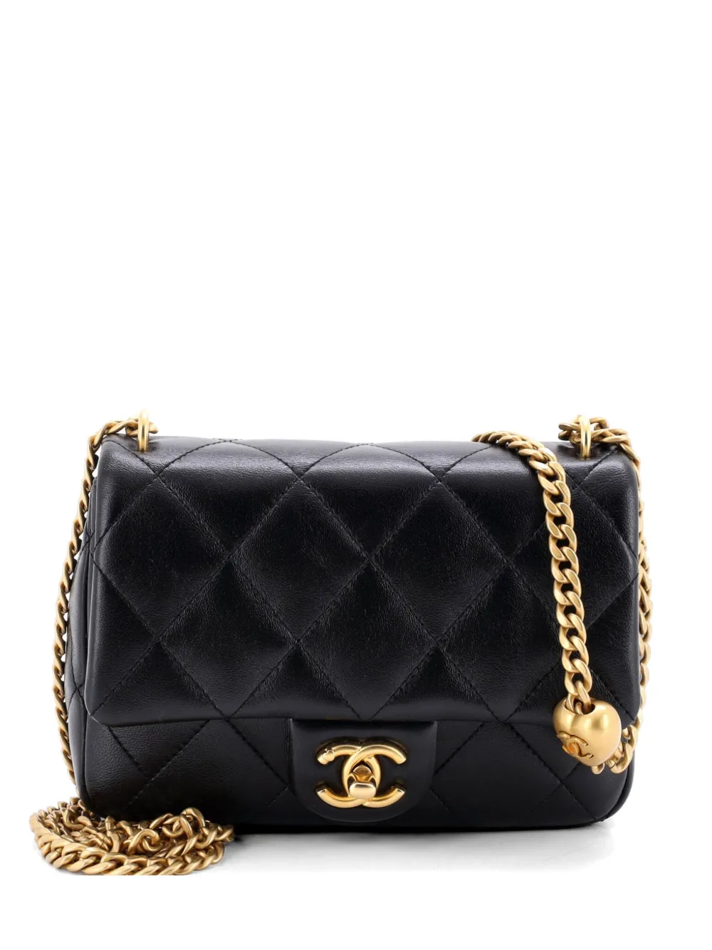 CHANEL Pre-Owned Sweet Heart Chain Flap Bag Quilted Lambskin Mini shoulder bag - Nero