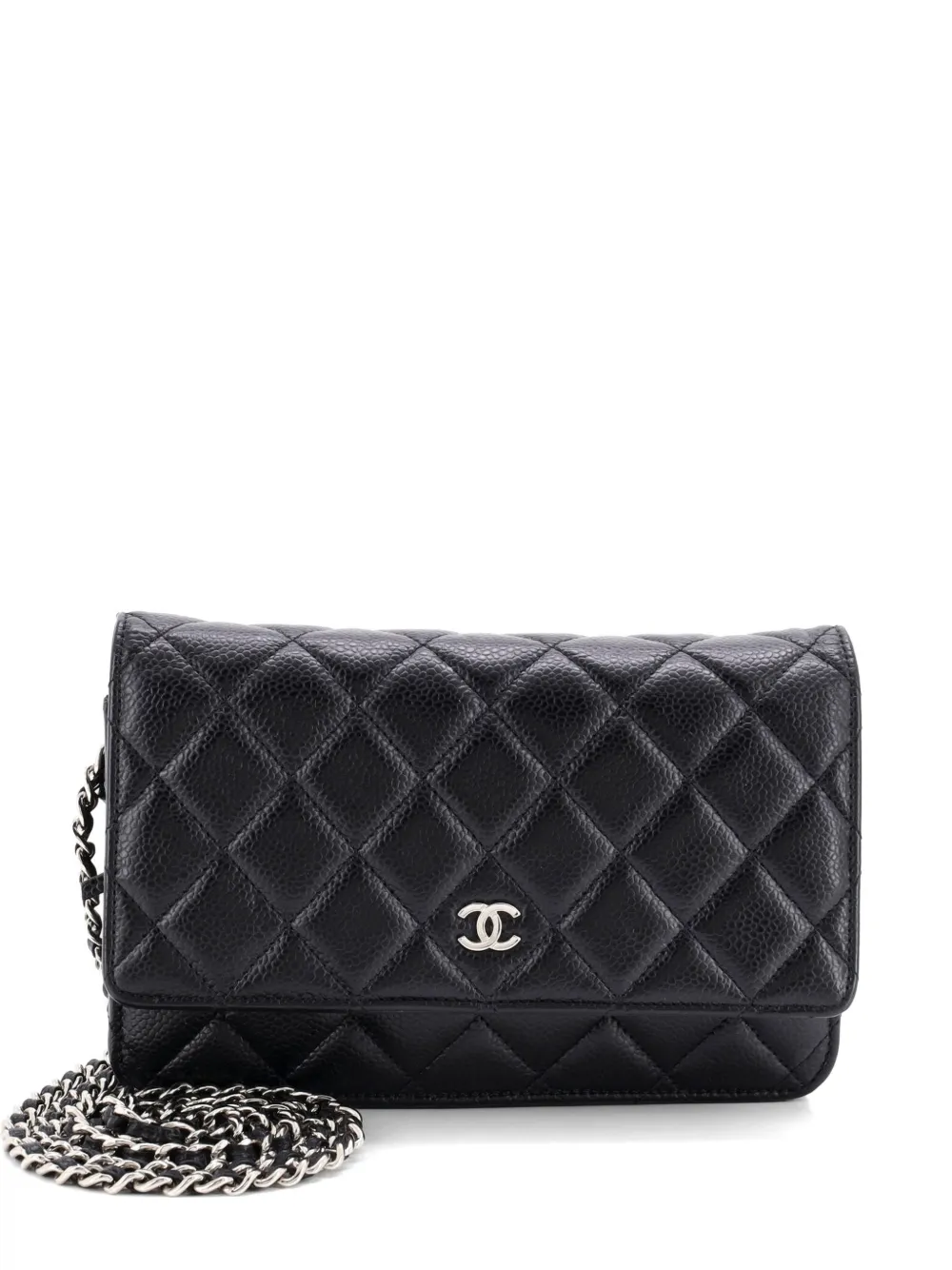 CHANEL Pre-Owned Wallet on Chain Quilted Caviar crossbody bag - Nero