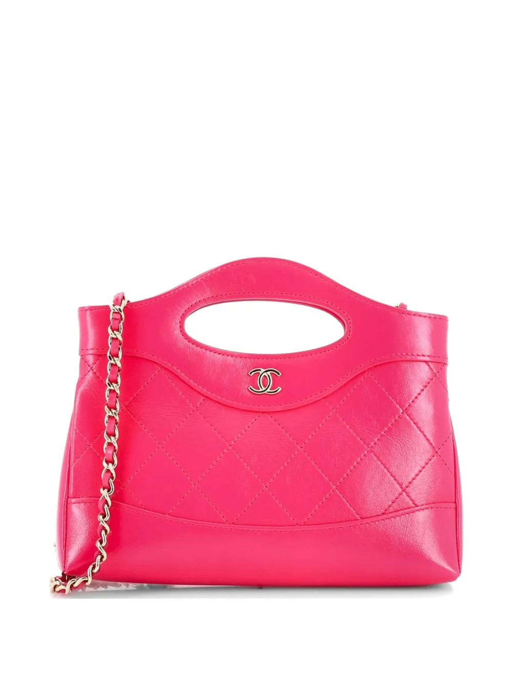 CHANEL Pre-Owned 31 Shopping Bag Clutch with Chain Quilted Shiny Crumpled Calfskin Small crossbody bag - Rosa