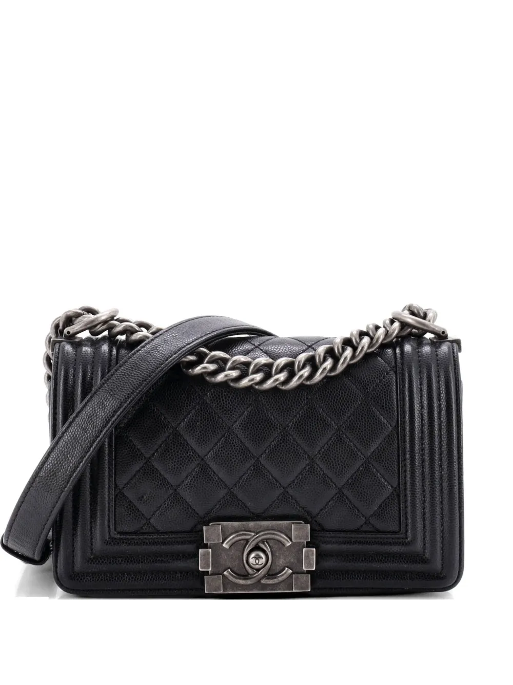 CHANEL Pre-Owned Boy Flap Bag Quilted Caviar Small crossbody bag - Nero