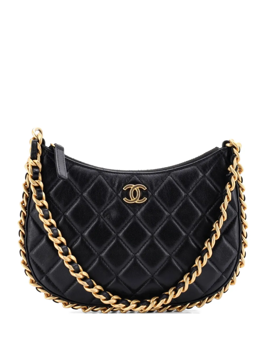 CHANEL Pre-Owned CC Chain Around Quilted Lambskin hobo bag - Nero