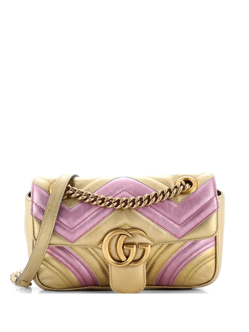 Gucci Pre-Owned GG Marmont Flap Bag Matelasse Leather Mini crossbody bag - Oro