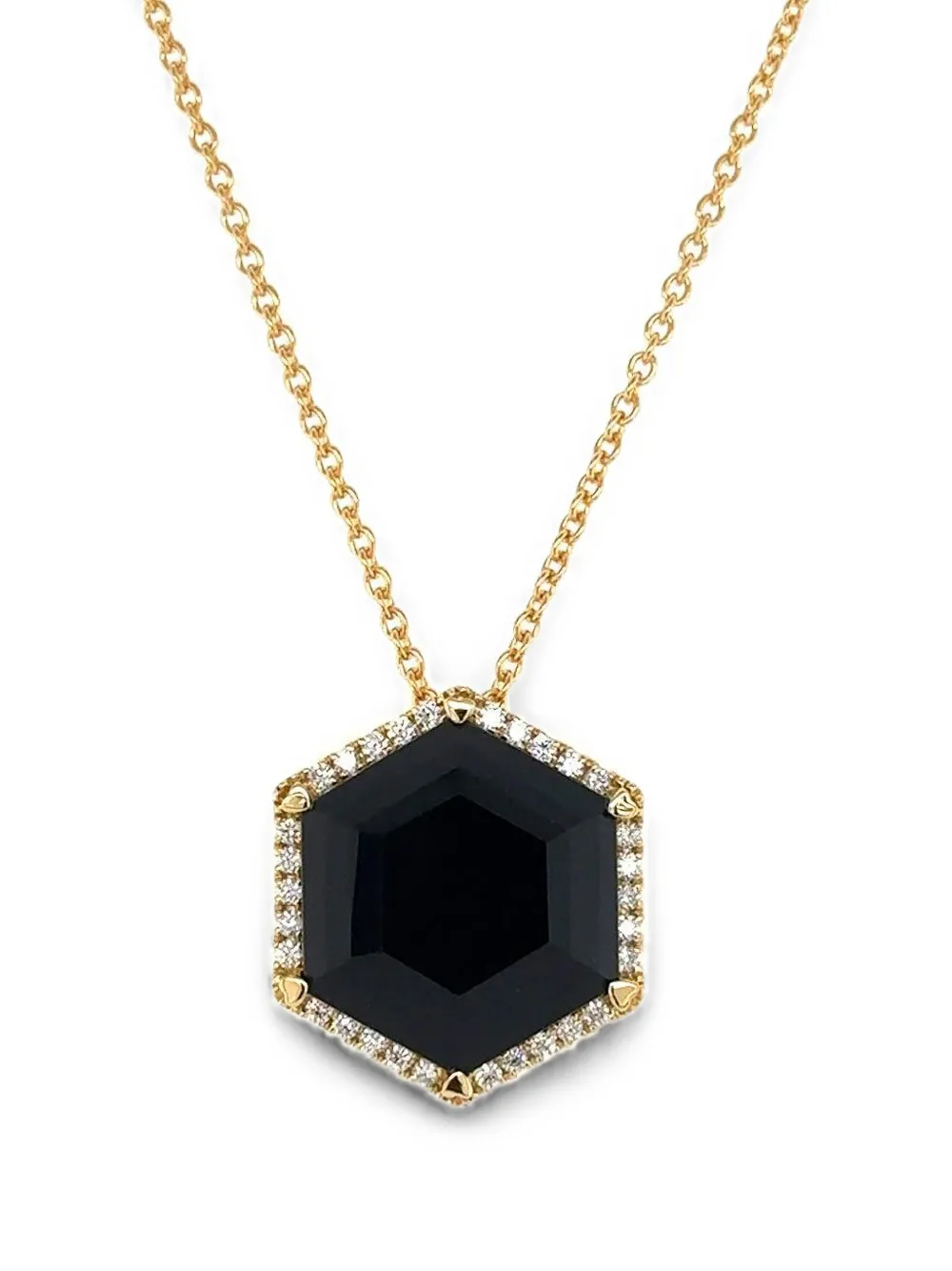 Lisa Nik Halskette mit sechseckigem schwarzen Onyx und Diamant - Gold