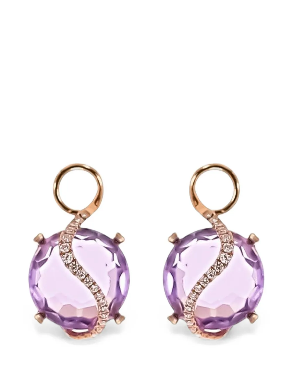 Lisa Nik Ohrring mit Rosenquarz und Diamanten - Rosa