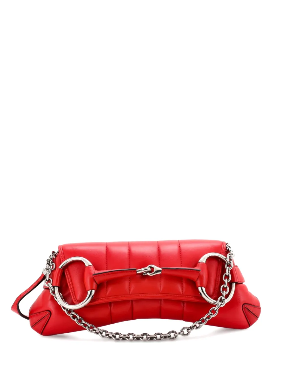 Gucci Pre-Owned Horsebit Chain Shoulder Bag Vertical Quilted Leather Medium clutch bag - Rosso