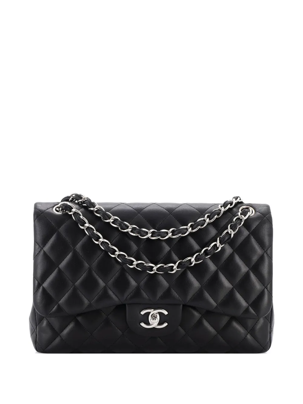 CHANEL Pre-Owned Classic Double Flap Bag Quilted Lambskin Jumbo shoulder bag - Nero
