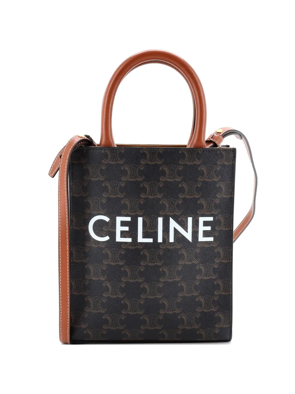 Celine Pre-Owned Vertical Cabas Tote Triomphe Coated Canvas Mini satchel - Marrone