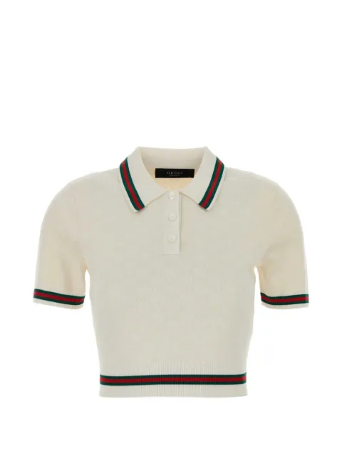 Gucci Web-stripe cropped polo shirt