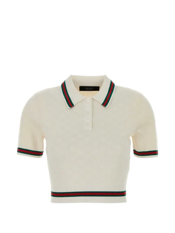 Gucci Gg Extra Fine Cotton Jacquard Polo Shirt in White