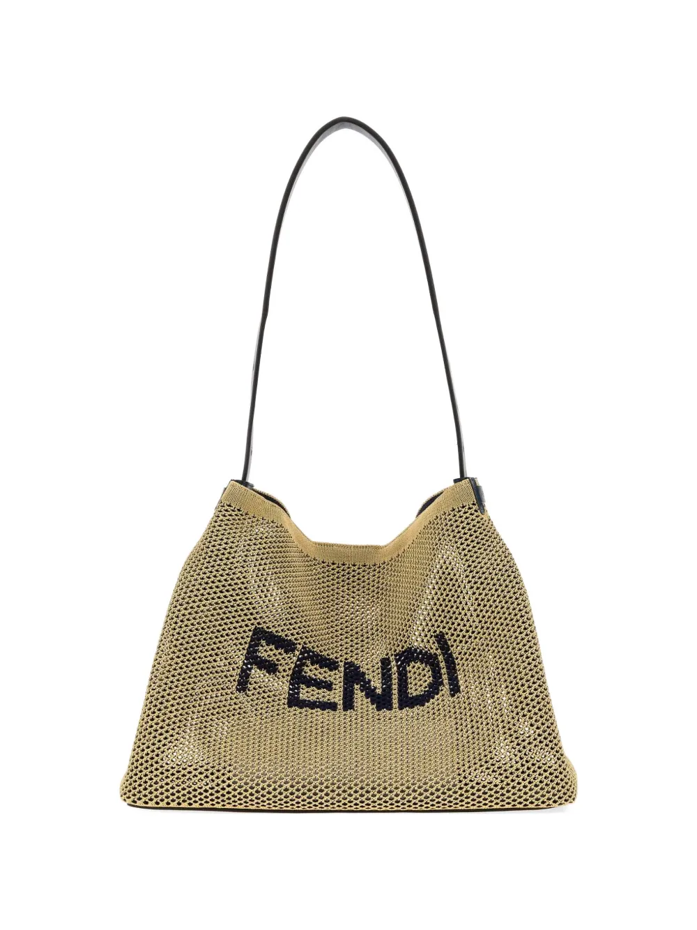 FENDI large logo-embroidered shoulder bag - Nude