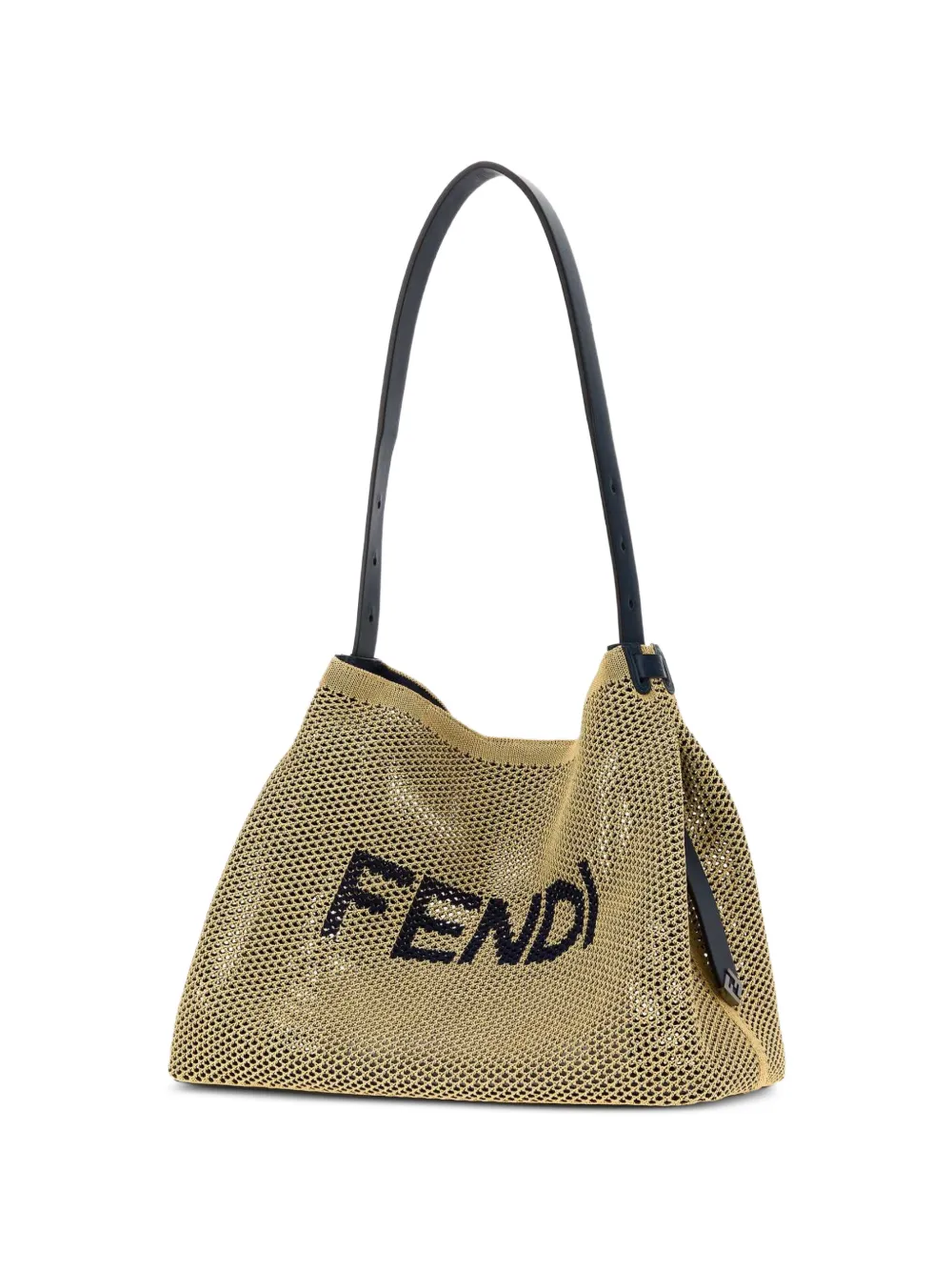 FENDI Grote schoudertas met geborduurd logo Beige