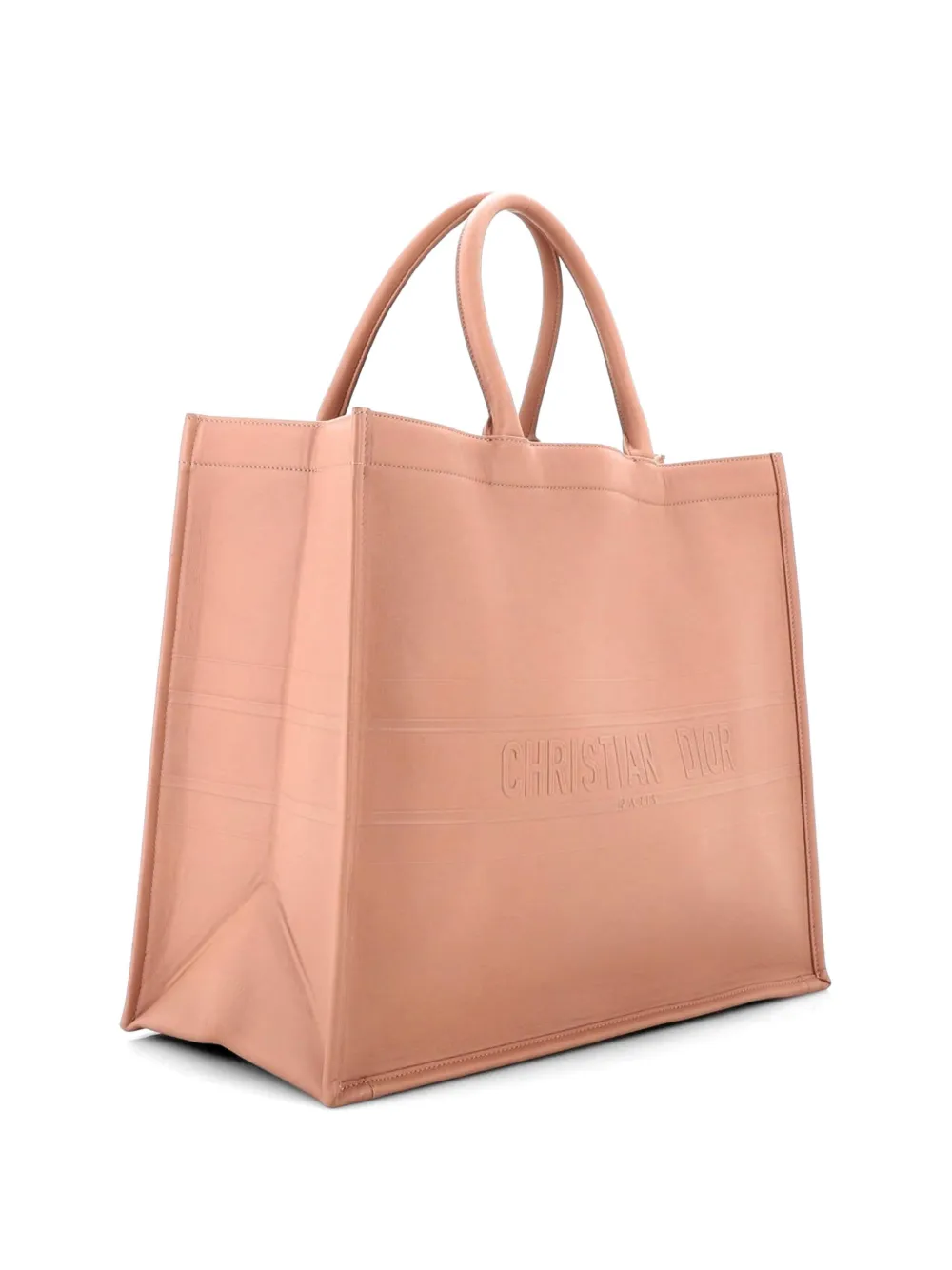 Pre-owned Dior Book Embossed Leather Large Tote Bag In Neutral