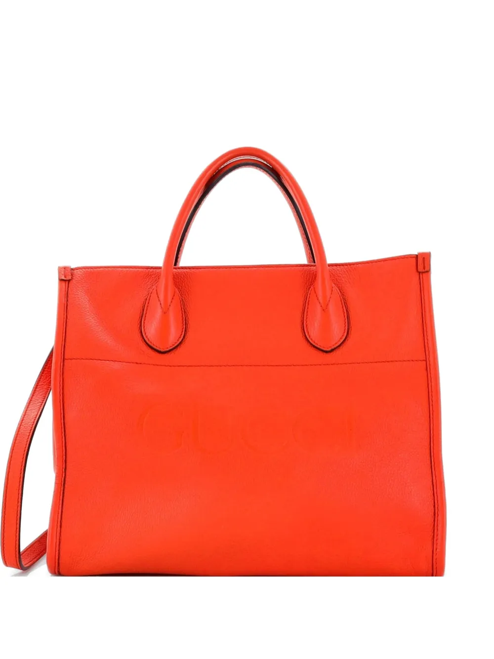 Gucci Pre-Owned Logo Embossed Leather Small tote bag - Arancione
