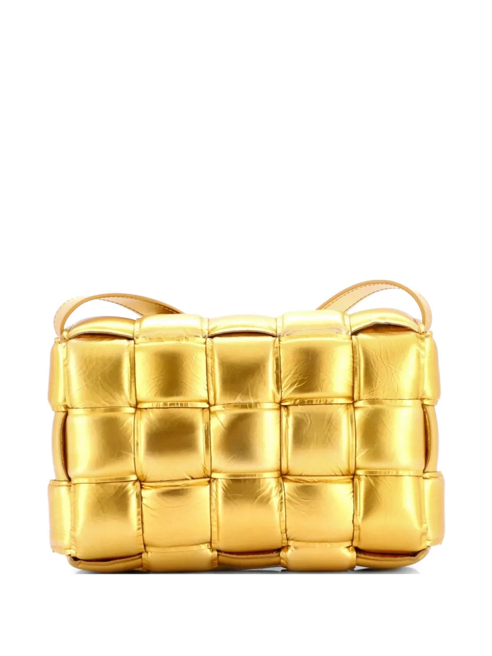 Bottega Veneta Pre-Owned Cassette Padded Maxi Intrecciato Leather crossbody bag - Gold