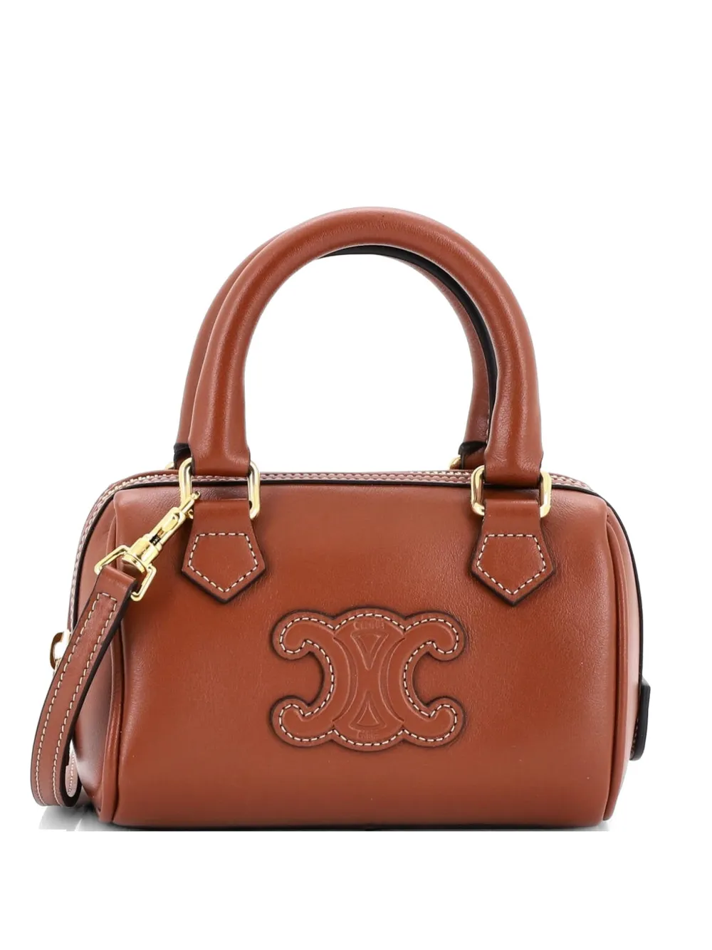 Celine Pre-Owned Cuir Triomphe Boston Bag Leather Mini satchel - Marrone