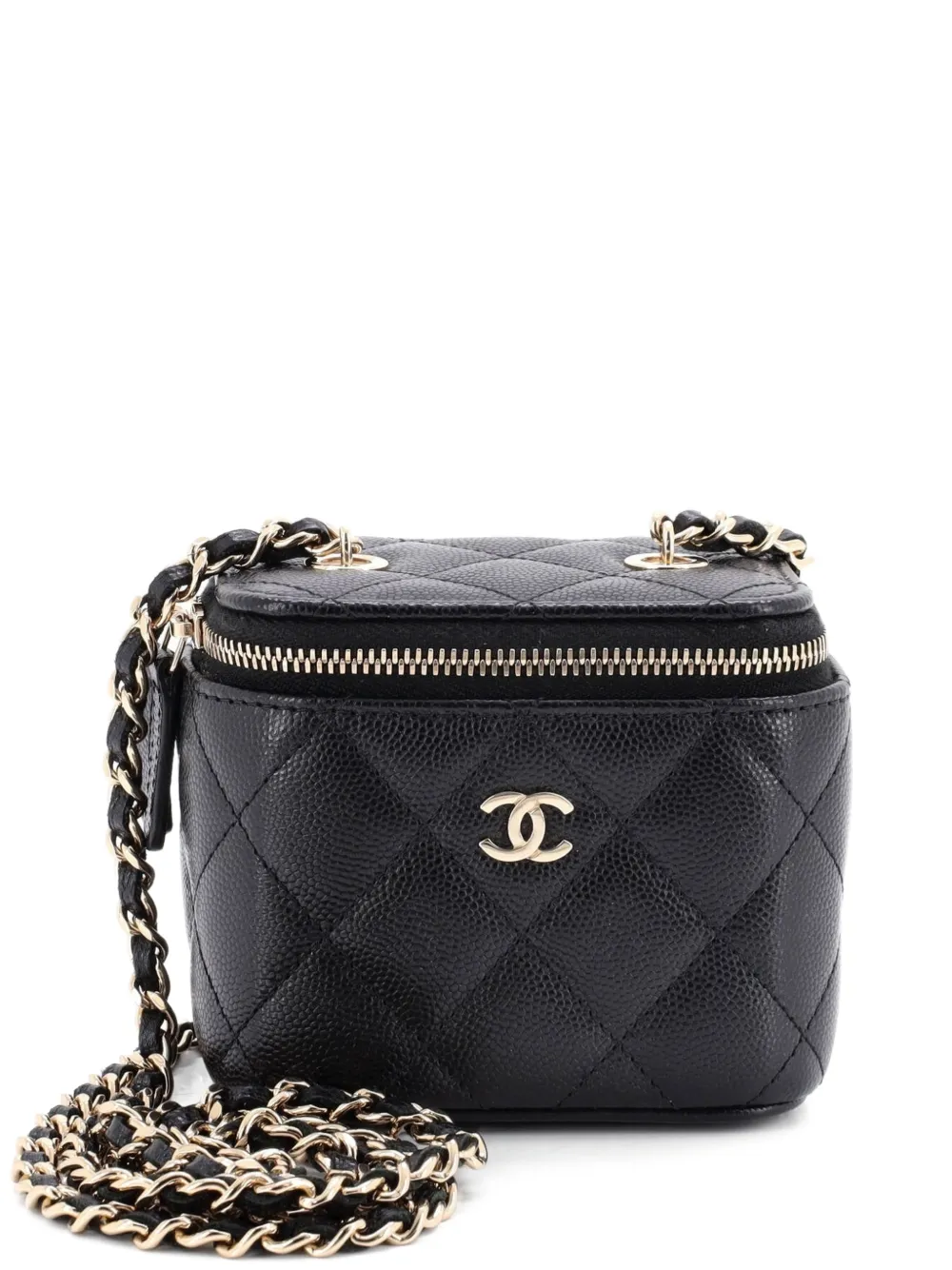 CHANEL Pre-Owned Classic Vanity Case with Chain Quilted Caviar Mini pouch - Nero