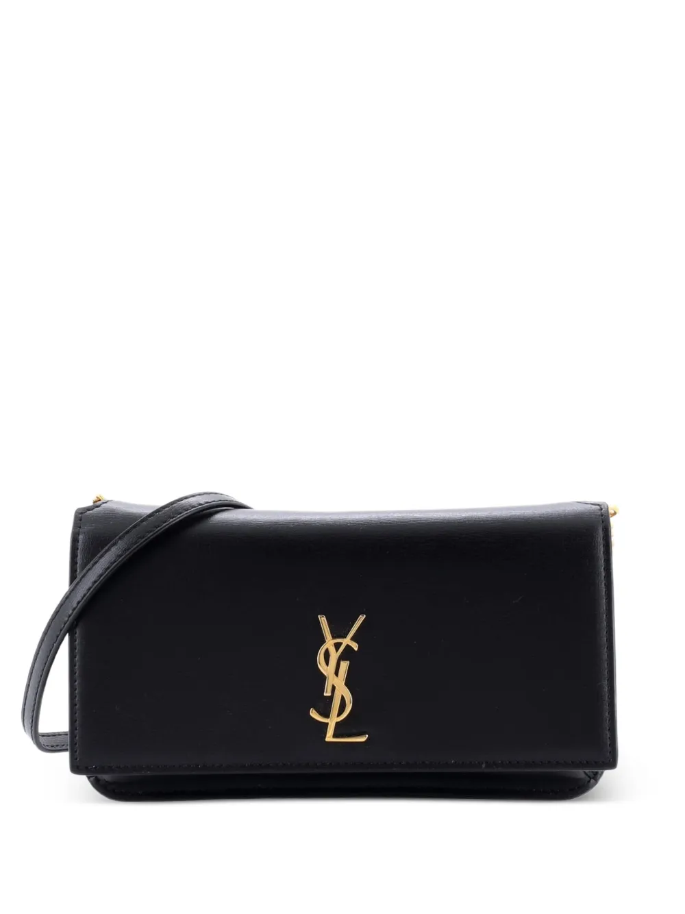 Saint Laurent Pre-Owned Classic Monogram Phone Holder Shoulder Bag Leather crossbody bag - Black
