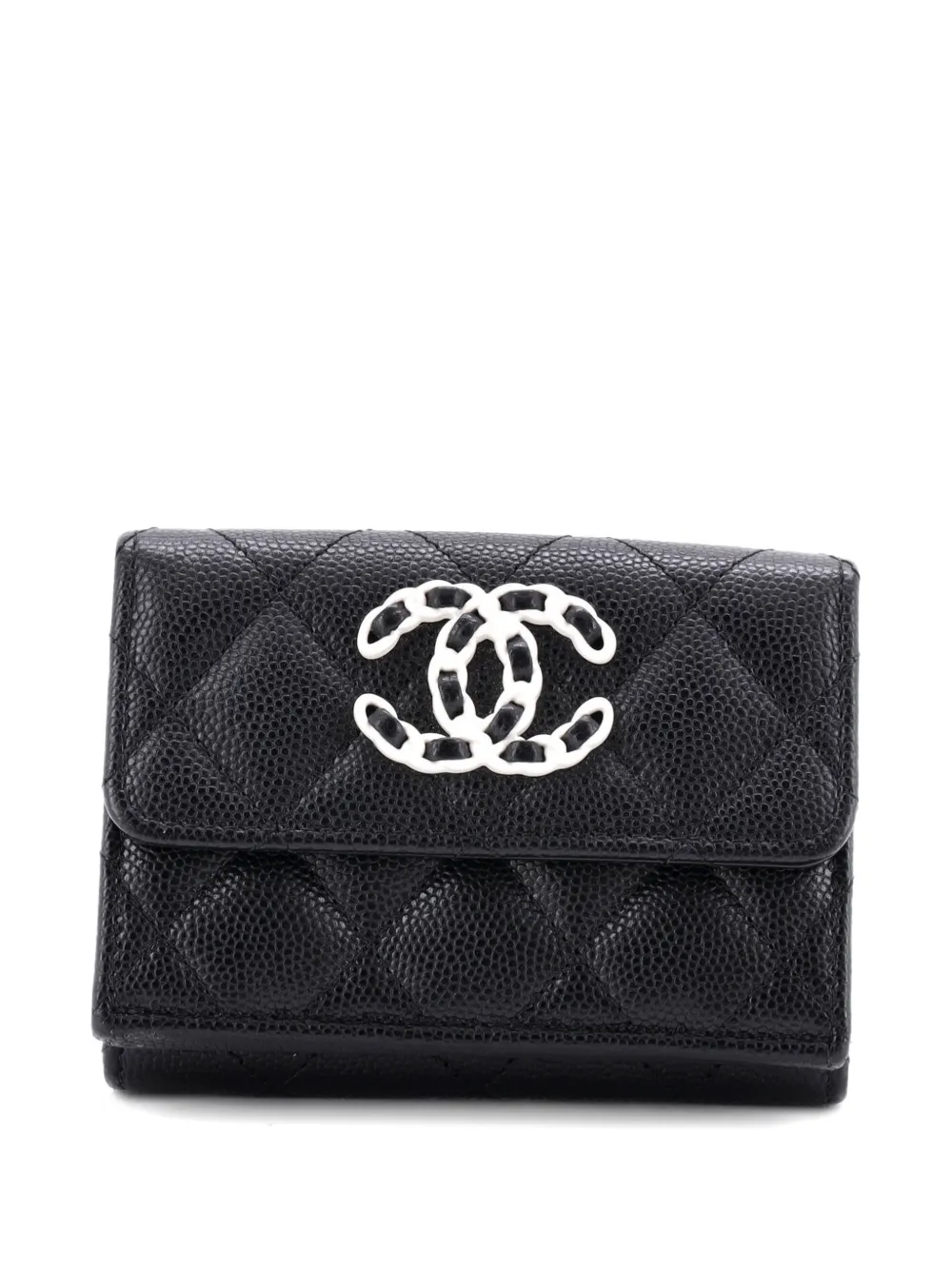 CHANEL Pre-Owned 19 Trifold Flap Wallet Quilted Caviar small wallets - Schwarz