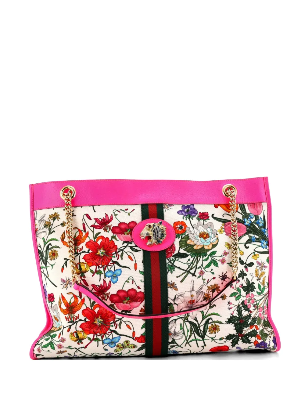 Gucci Pre-Owned Großer Rajah Chain Flora Canvas-Tote Bag - Rosa
