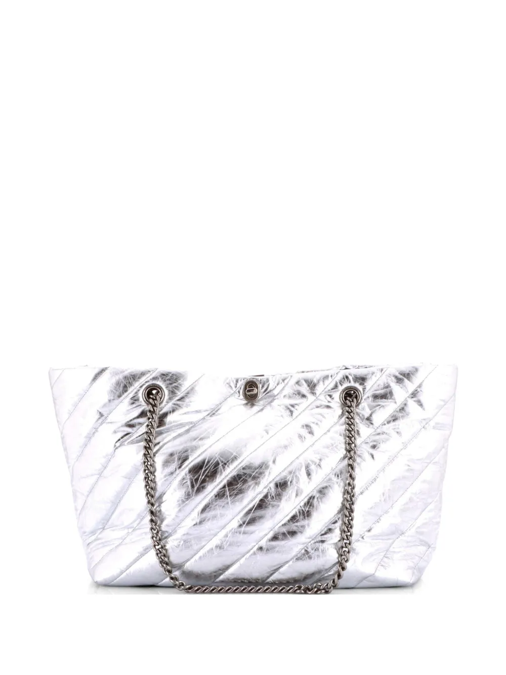 Balenciaga Pre-Owned Crush Carry All Chain Quilted Leather Medium tote bag - Effetto metallizzato