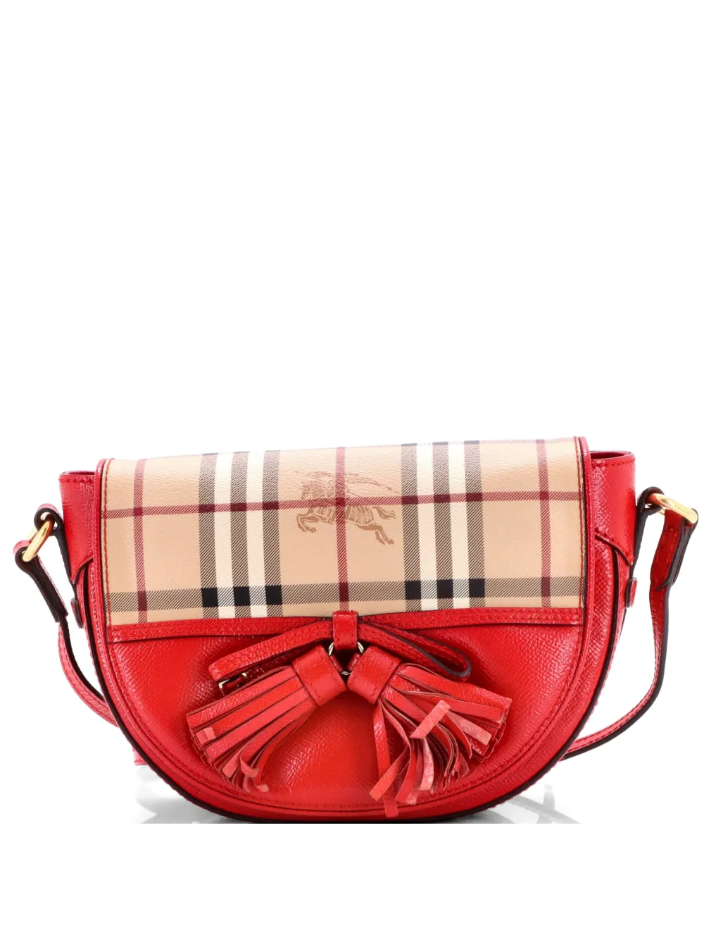 Burberry Pre-Owned Maydown Haymarket Coated Canvas and Leather Small crossbody bag - Rosso