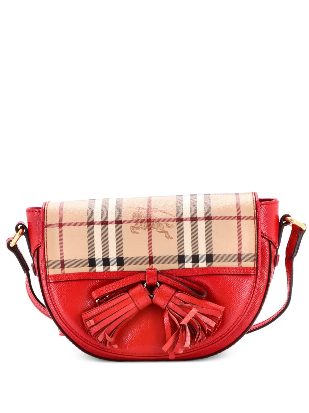 Burberry Pre-Owned Maydown Haymarket Coated Canvas and Leather Small crossbody bag - Rosso