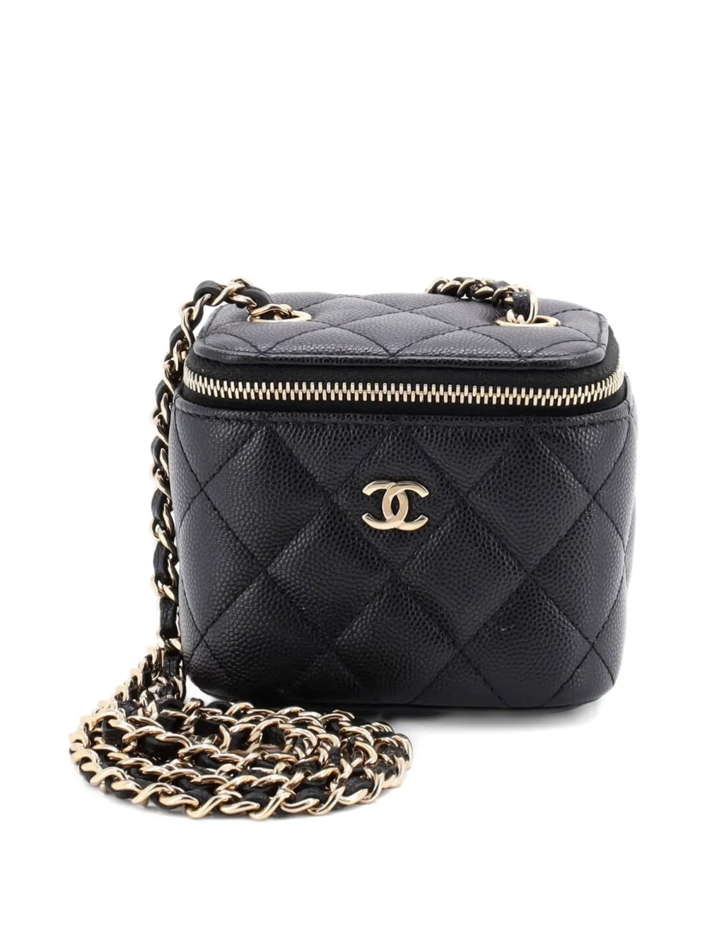 CHANEL Pre-Owned Classic Vanity Case with Chain Quilted Caviar Mini pouch - Nero