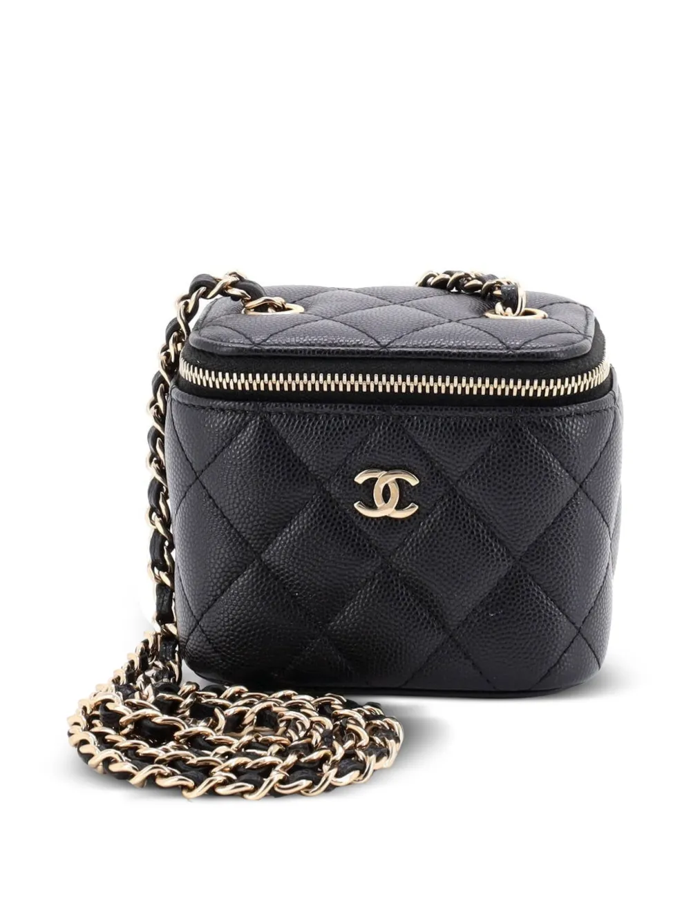 CHANEL Pre-Owned Classic Vanity Case with Chain Quilted Caviar Mini pouch - Nero