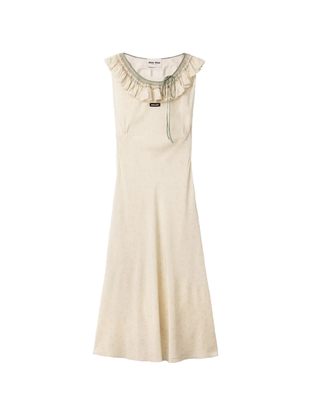 Miu Miu embroidered marocain crepe dress - Neutrals