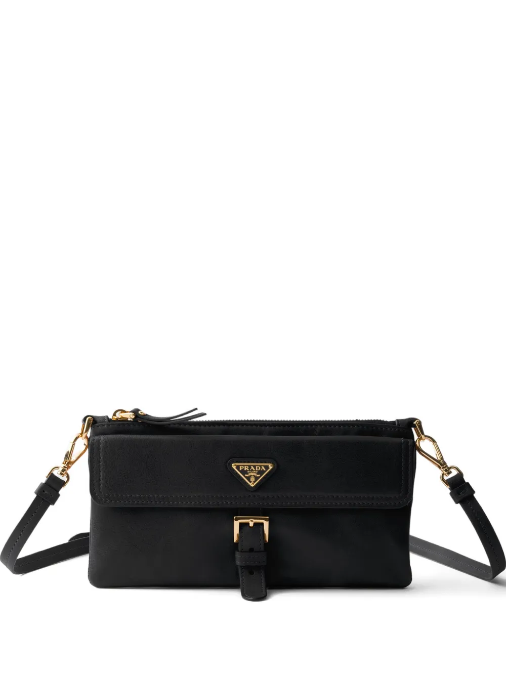 Prada nappa-leather wallet with shoulder-strap - Nero