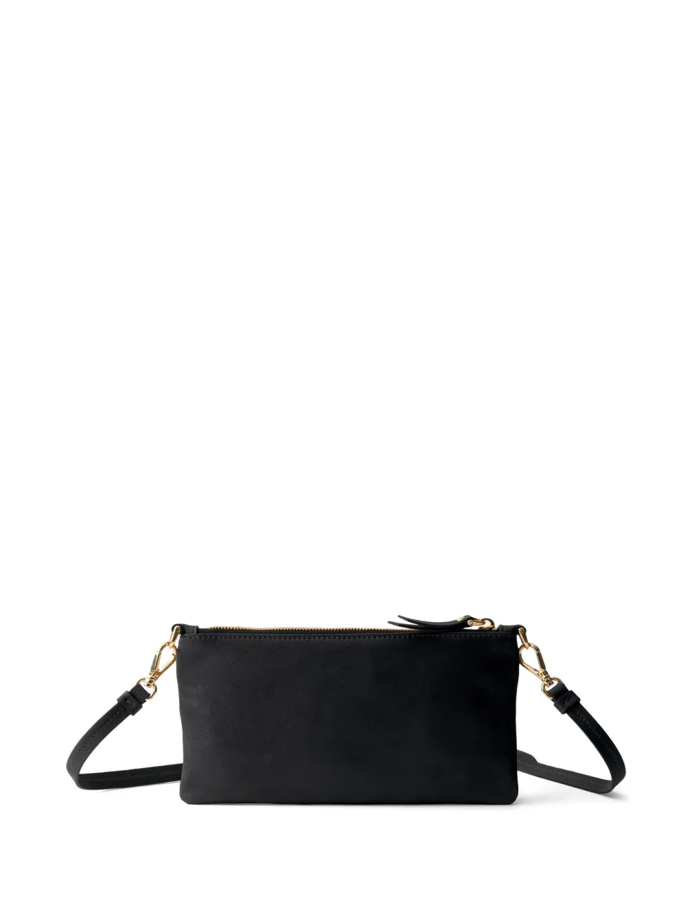 Prada Portemonnee van nappa leer met schouderband Zwart