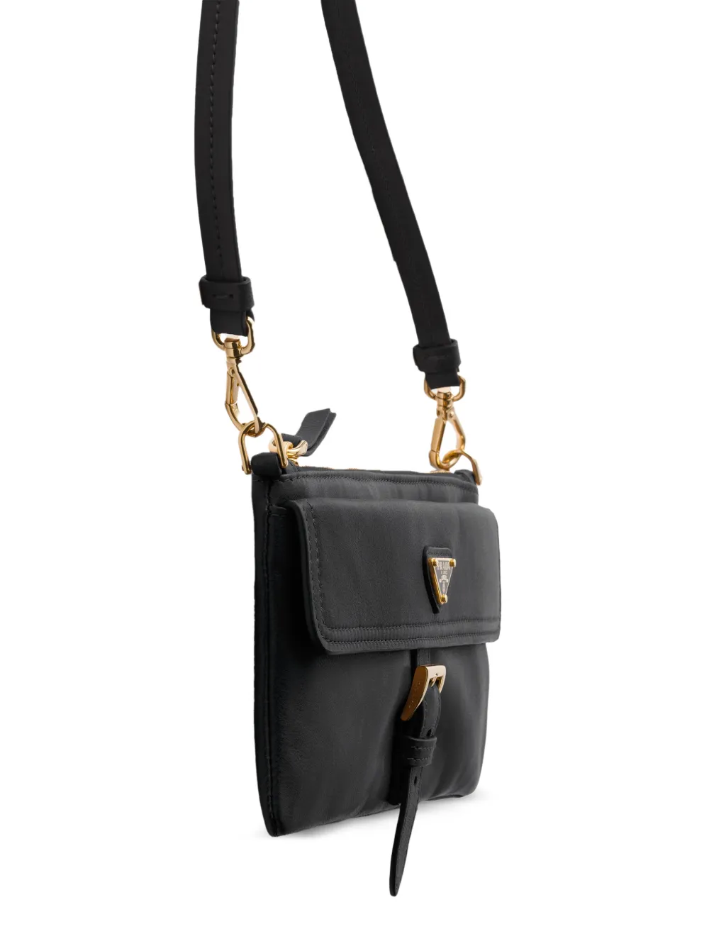 Prada Portemonnee van nappa leer met schouderband Zwart