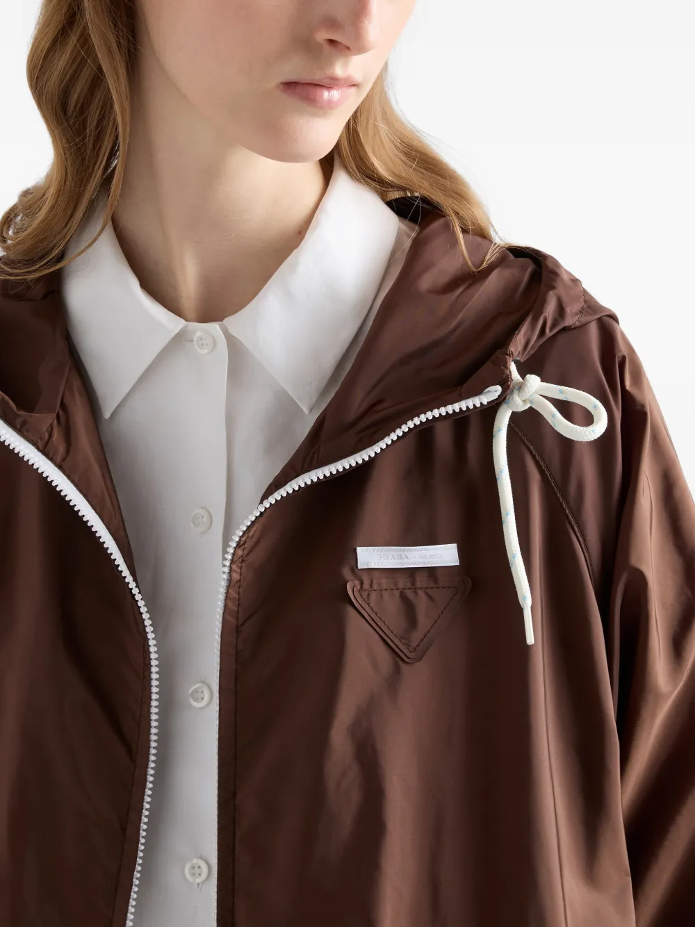 Prada Re-Nylon lichtgewicht regenjas Bruin