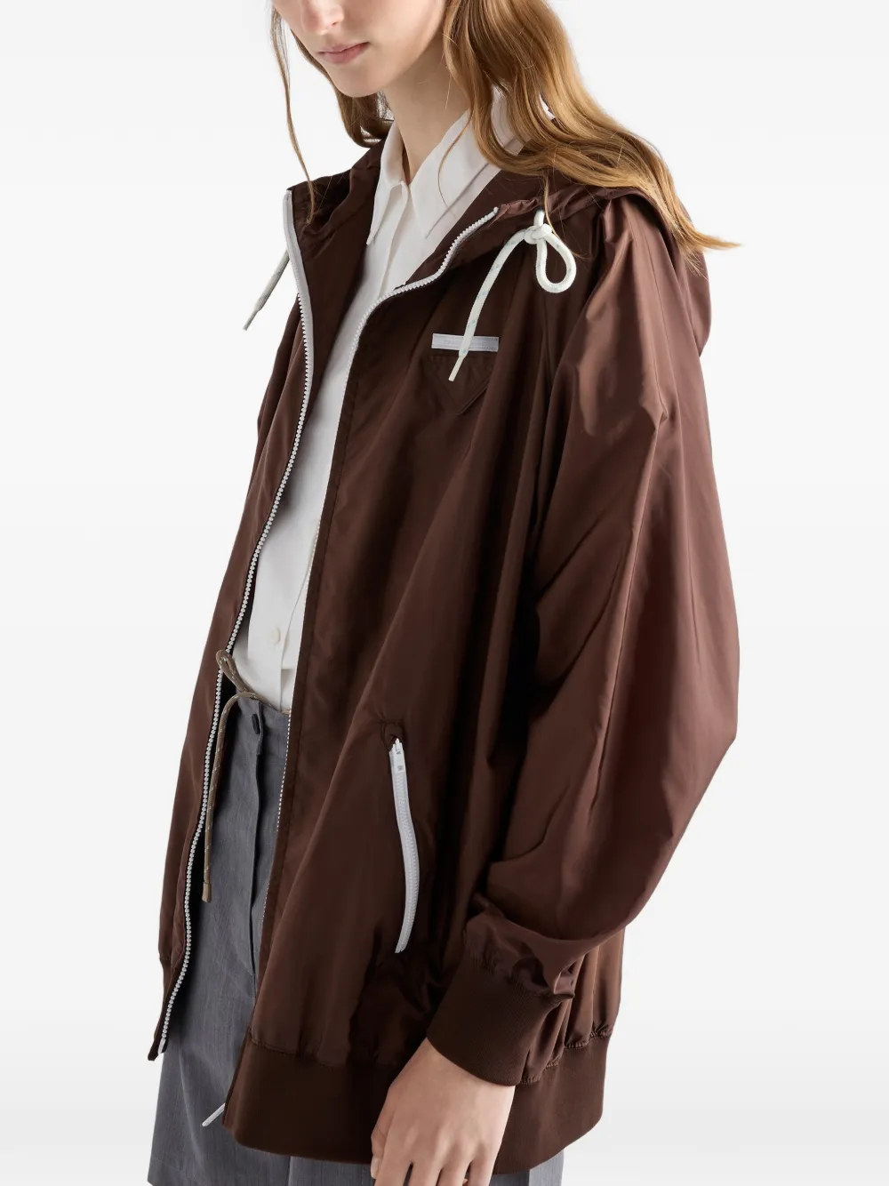 Prada Re-Nylon lichtgewicht regenjas Bruin