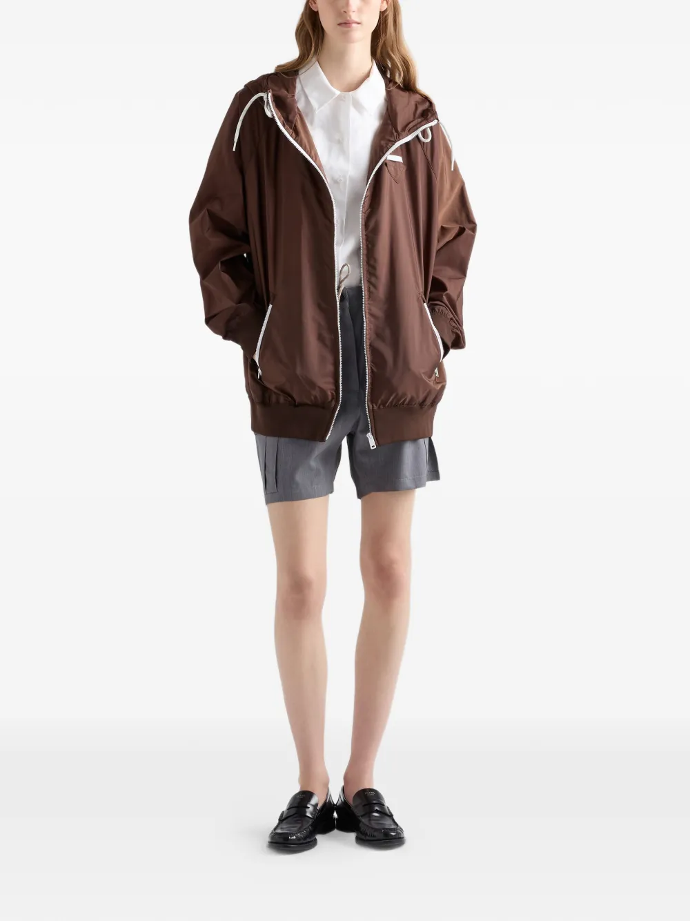 Prada Re-Nylon lichtgewicht regenjas Bruin