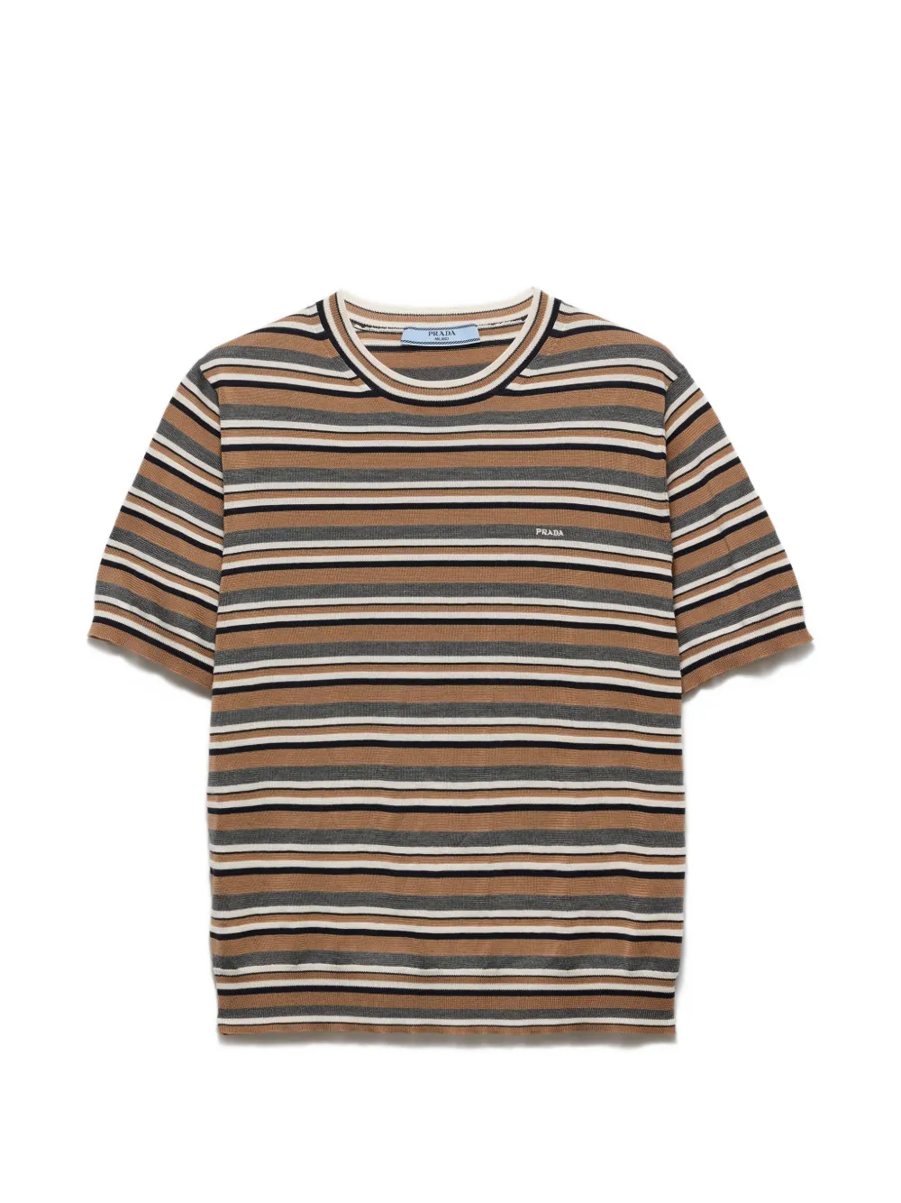 Prada short-sleeved striped jersey T-shirt - Braun