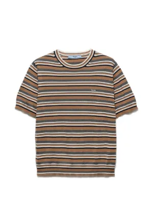 miu miu ストライプ サマーニット半袖Tシャツ Miu Miu ストライプ Tシャツ | グリーン | FARFETCH JP