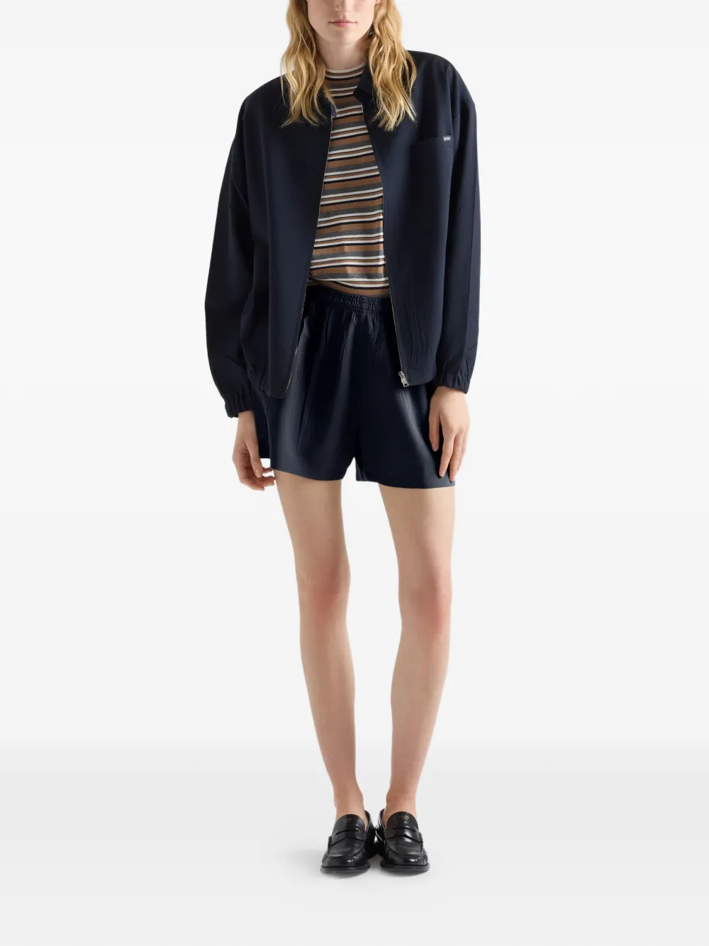 Prada Gestreept jersey T-shirt Bruin