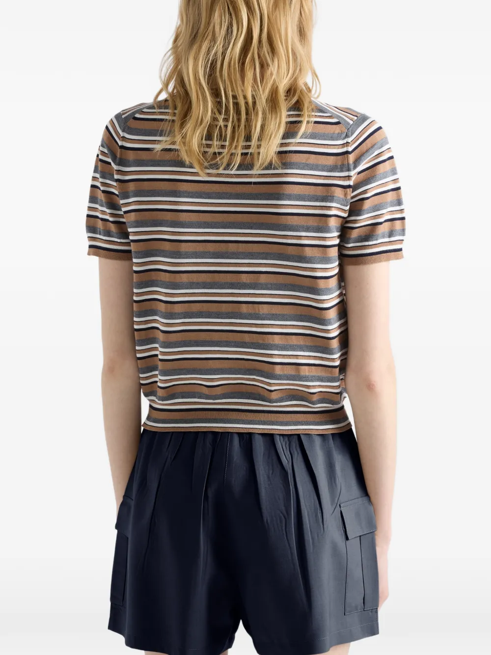 Prada Gestreept jersey T-shirt Bruin
