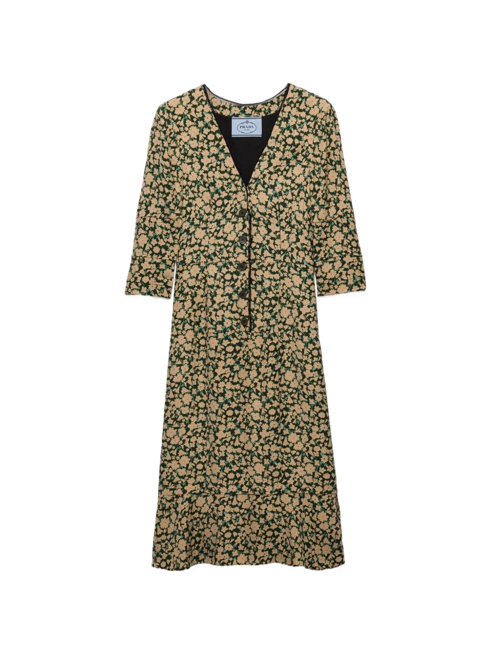 Prada embroidered printed sable dress - Verde