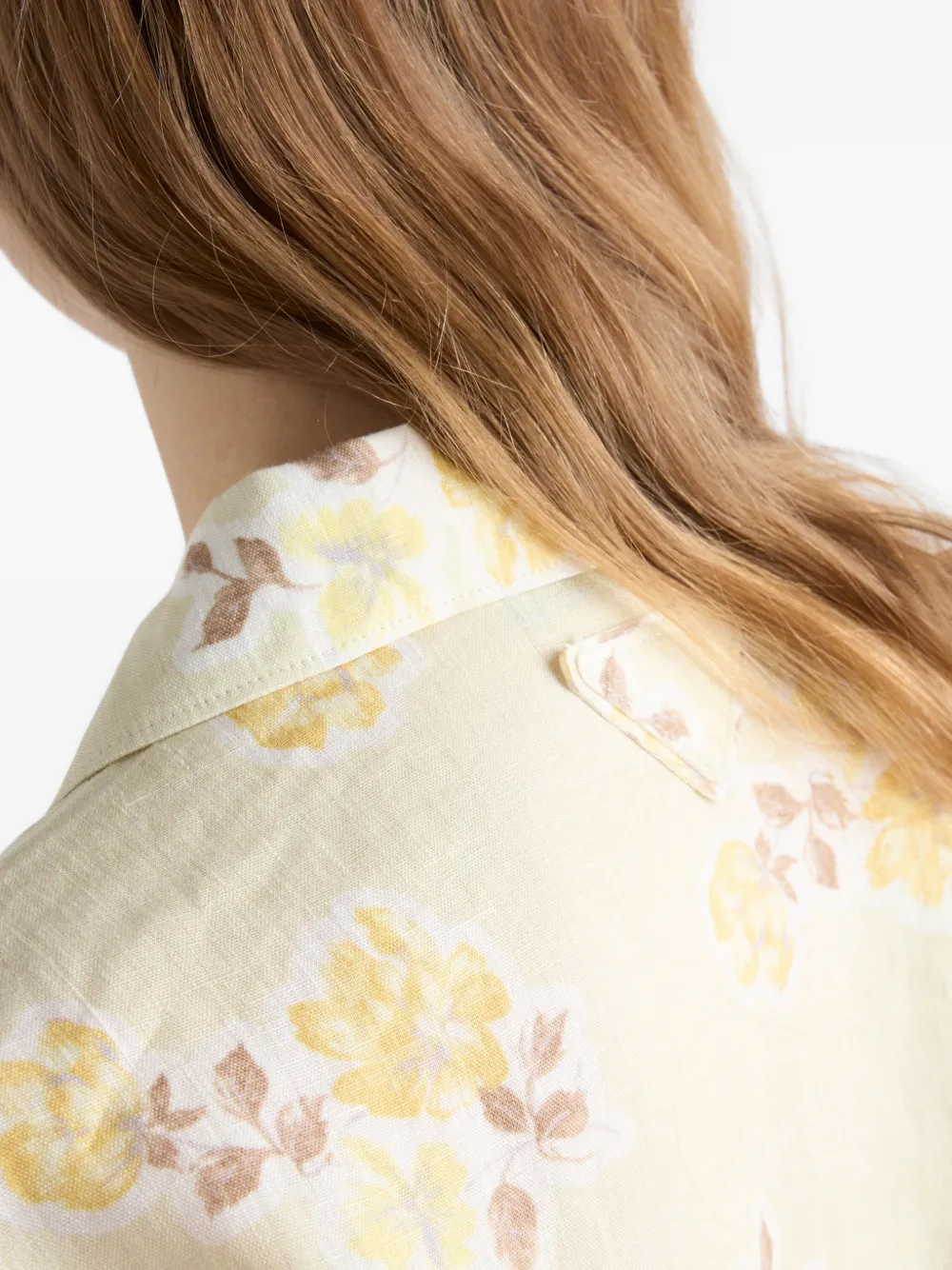 Prada Linnen blouse met bloemenprint Geel