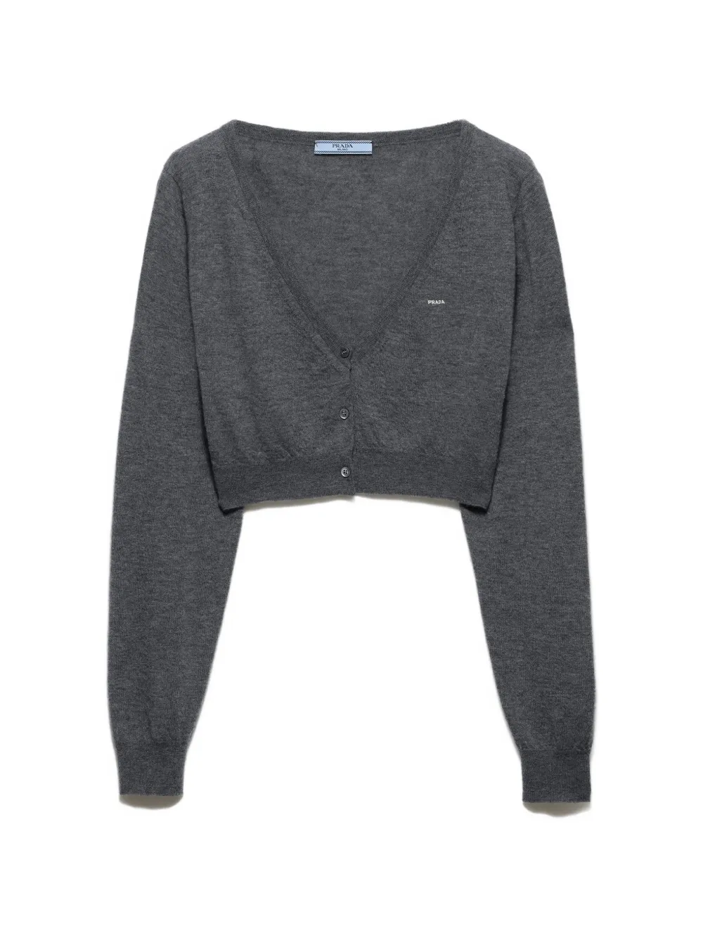 Prada Cropped Cashmere Cardigan In Gray