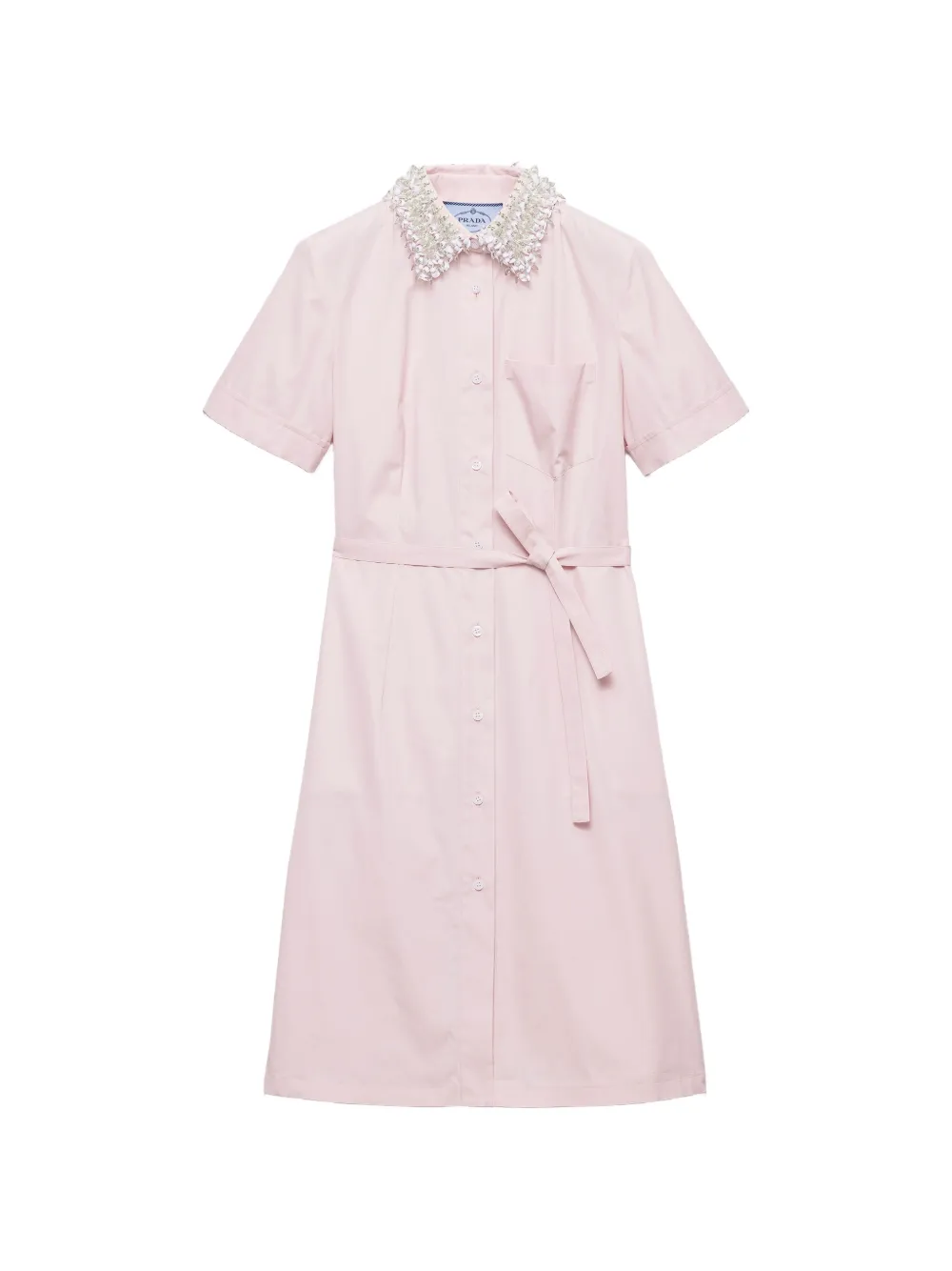 Prada embroidered poplin shirt dress - Pink