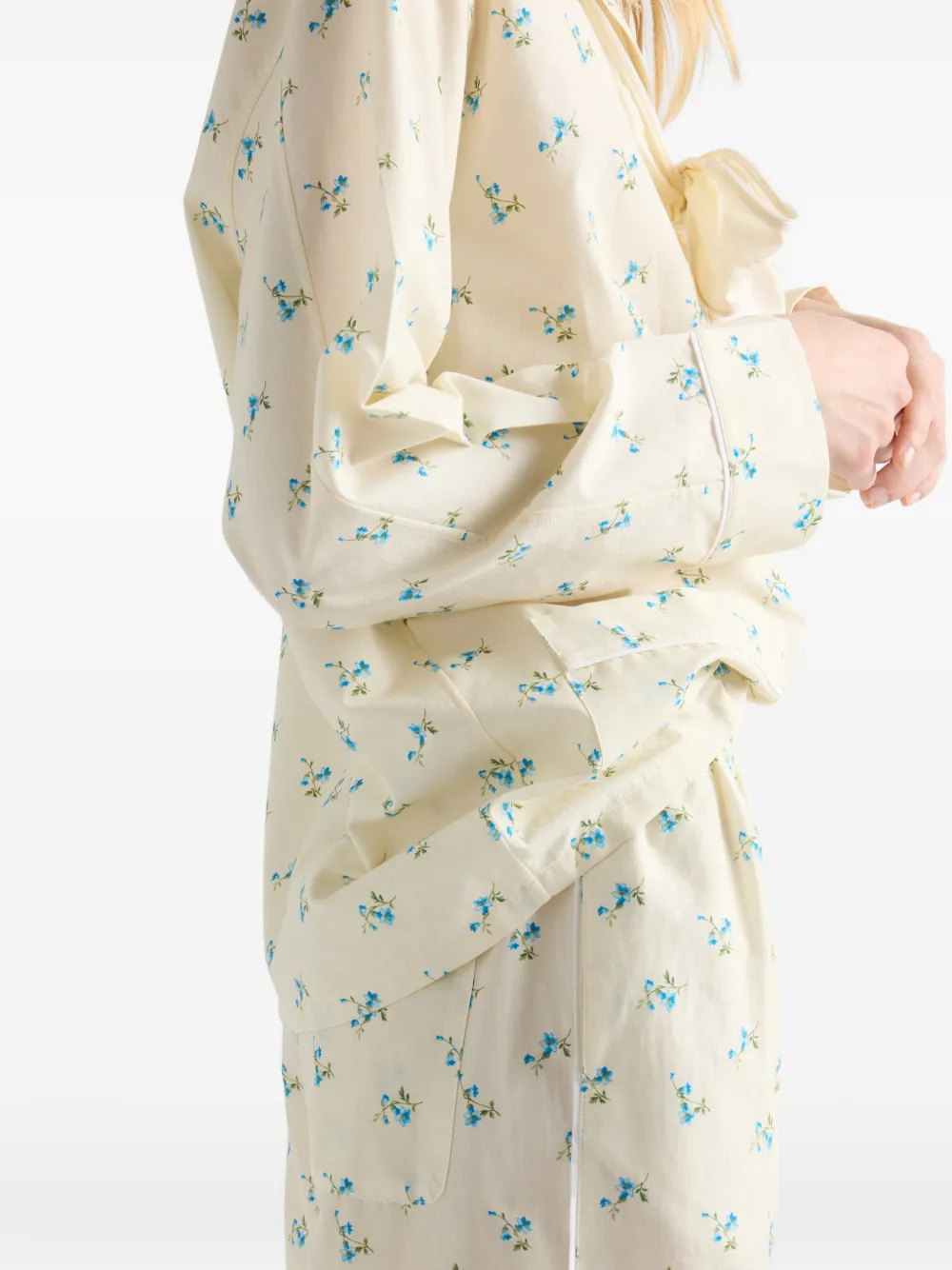 Prada Canvas blouse met print Beige