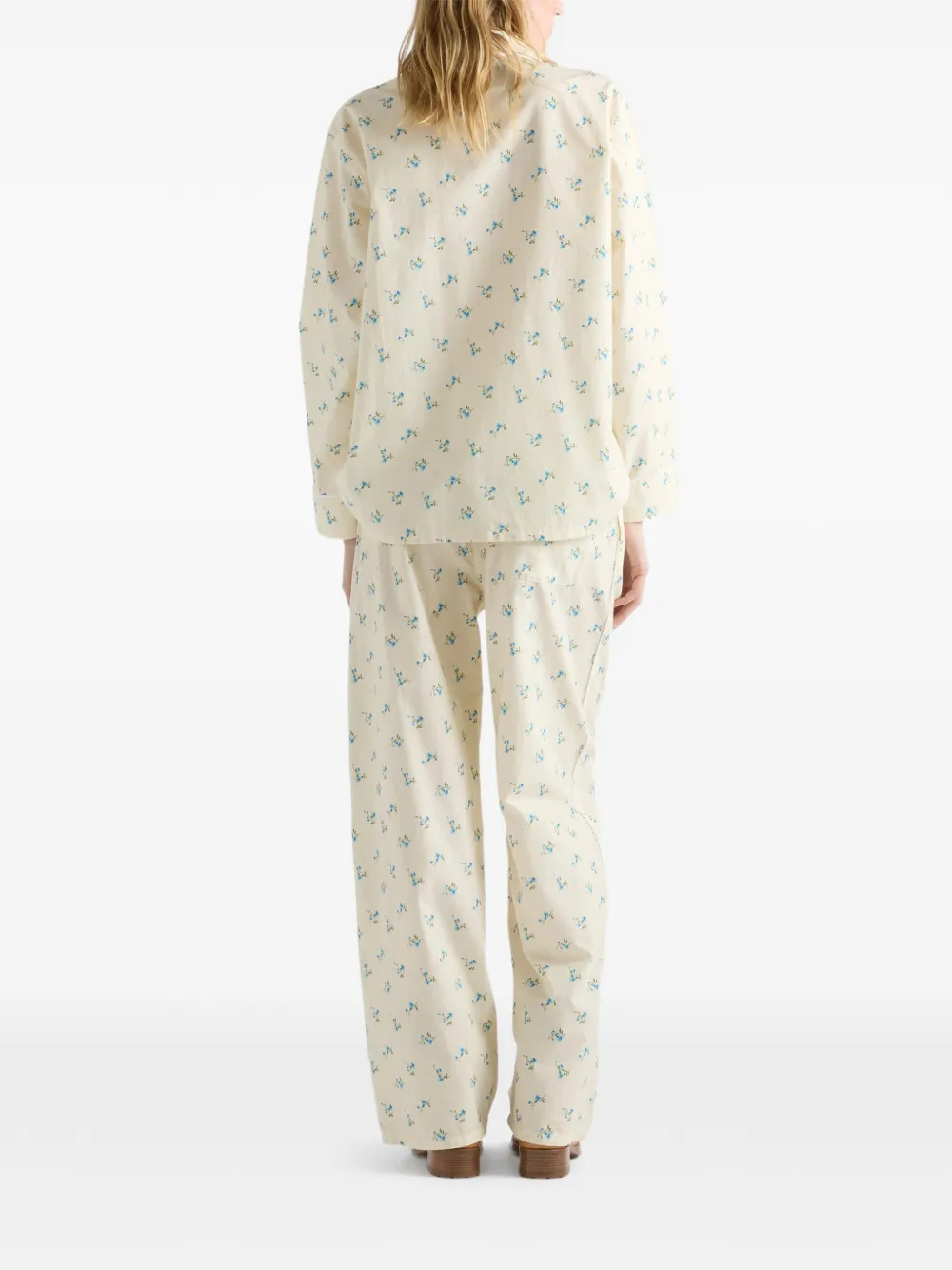 Prada Canvas blouse met print Beige