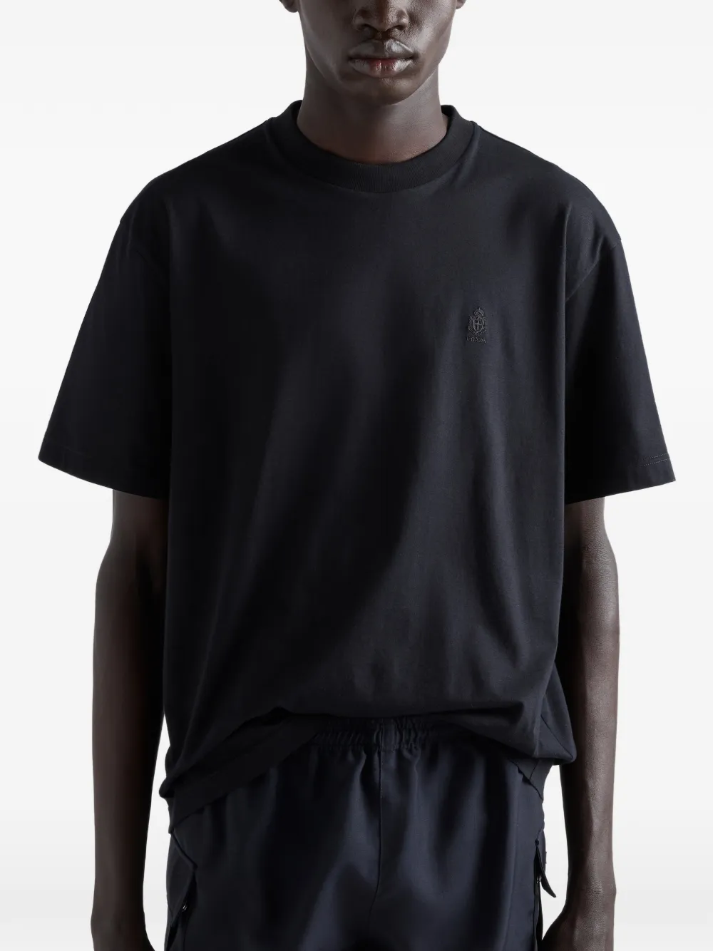 Prada Katoenen T-shirt met logoprint Zwart