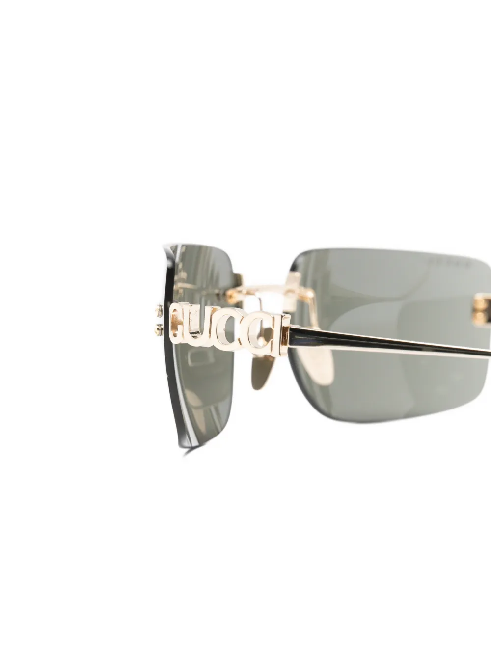 Gucci Eyewear Zonnebril met randloos montuur en logo Goud
