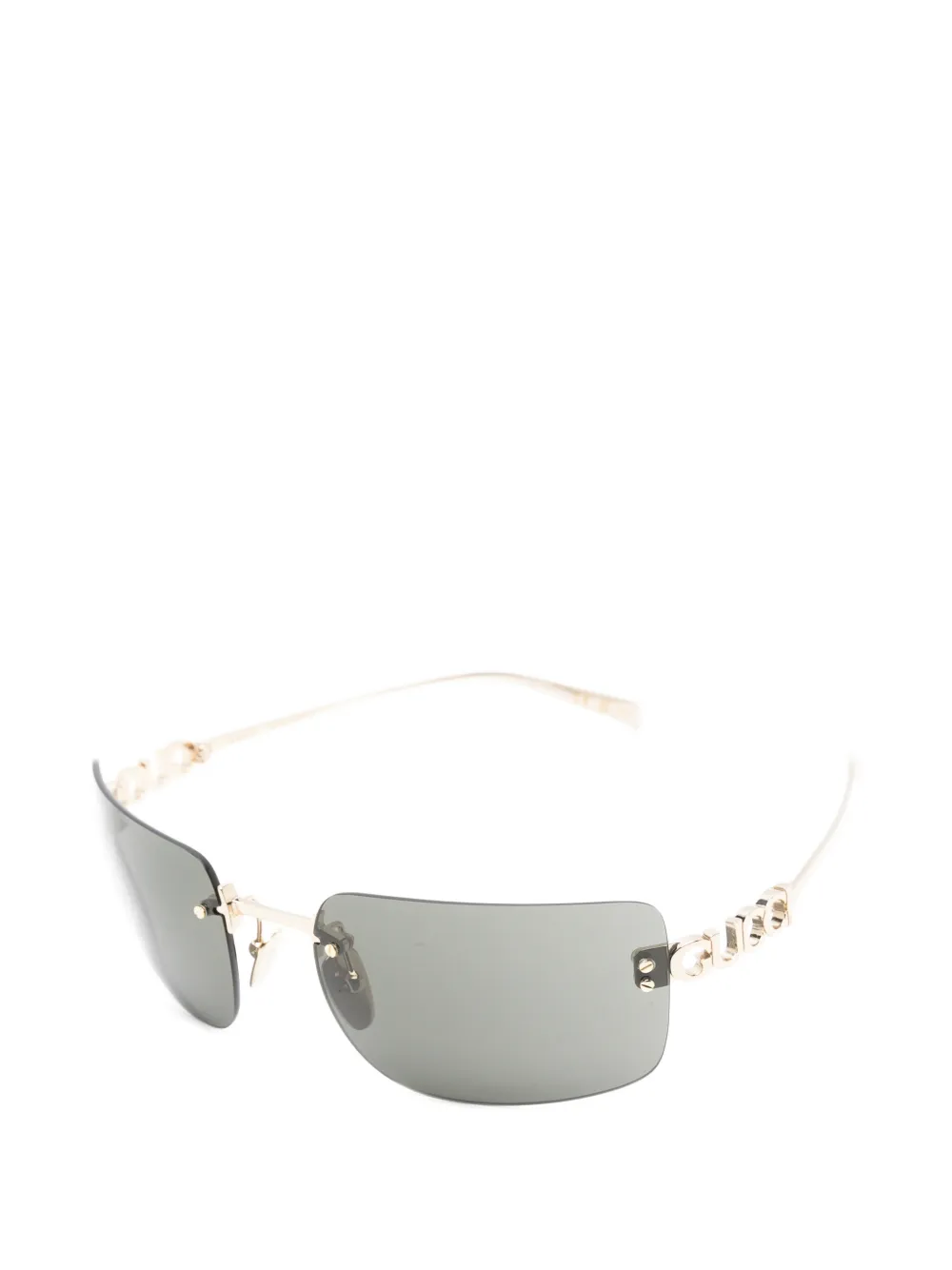Gucci Eyewear Zonnebril met randloos montuur en logo Goud