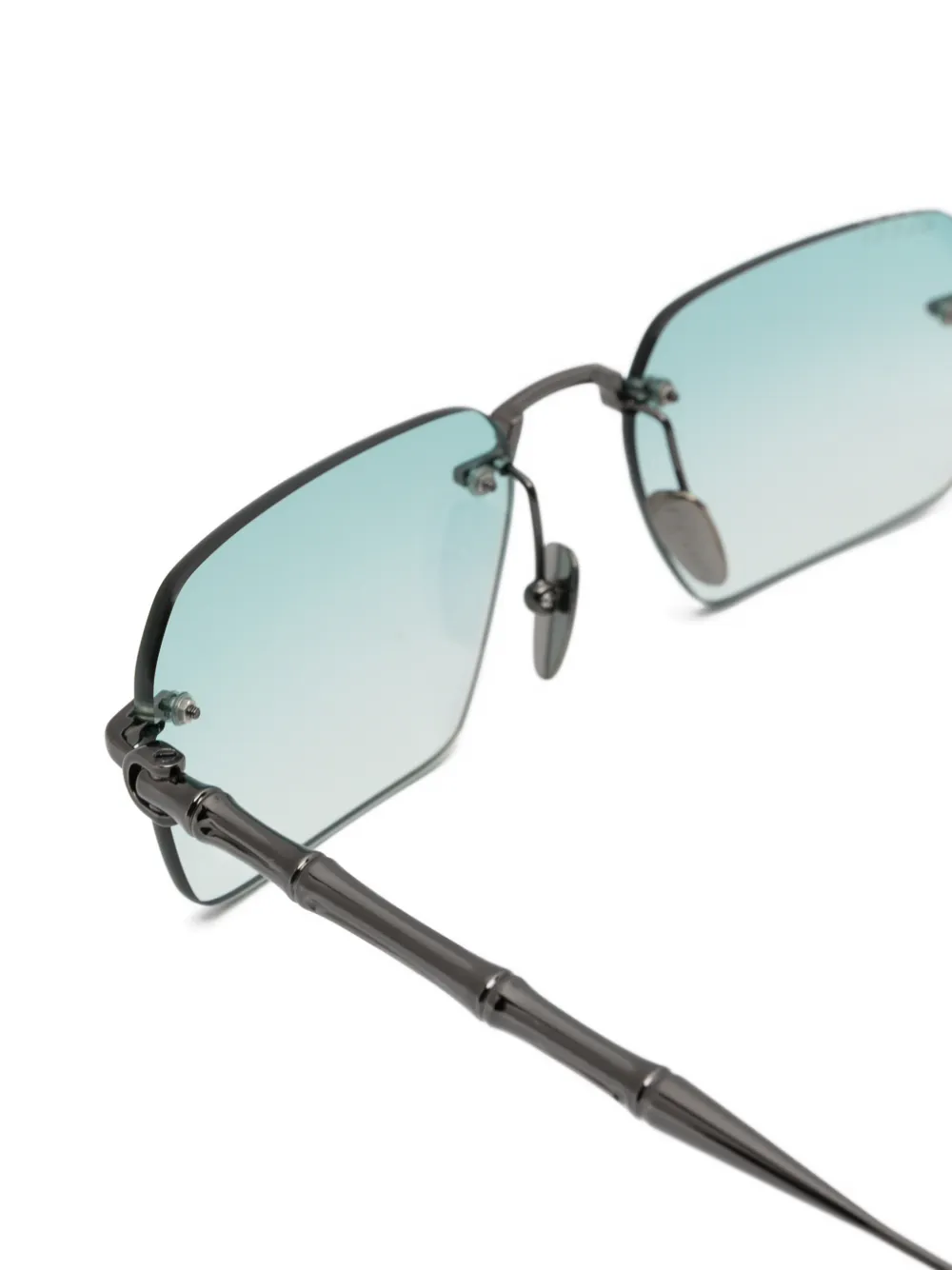 Gucci Eyewear Zonnebril met randloos rechthoekig montuur en bamboe-effect Zwart